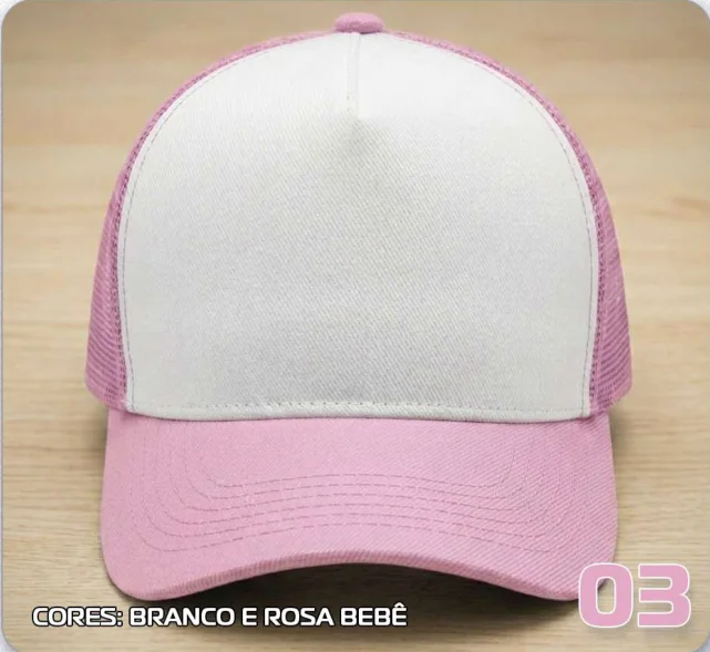 Trucker telado — Branco e rosa bebê · modelo 03