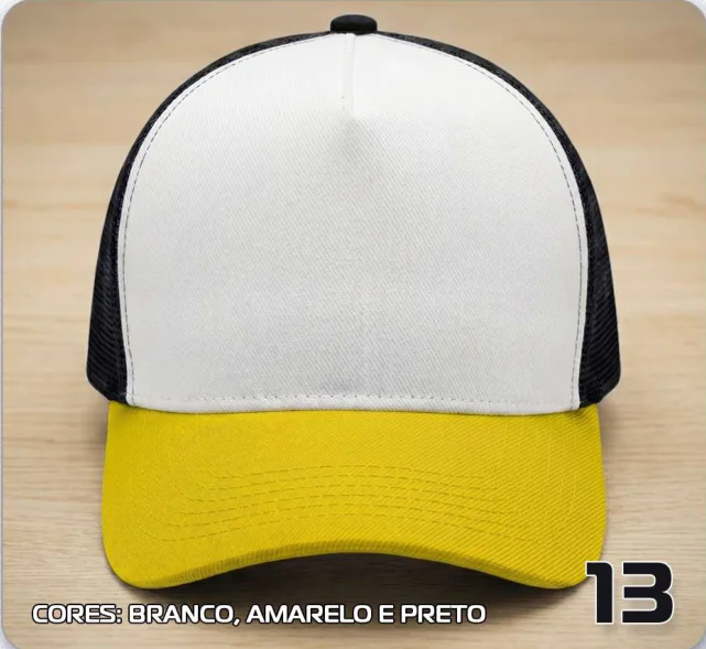 Trucker telado — Branco, amarelo e preto · modelo 13