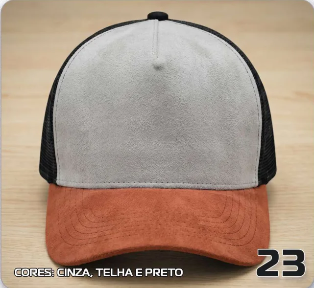 Trucker telado com camurça — Cinza, telha e preto · modelo 23