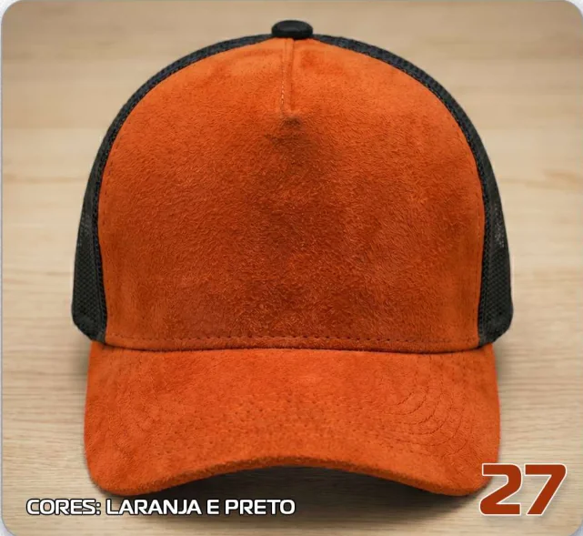 Trucker telado com camurça — Laranja e preto · modelo 27